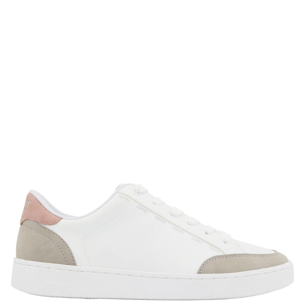 Witte dames ESPRIT sneakers van imitatieleer met veters