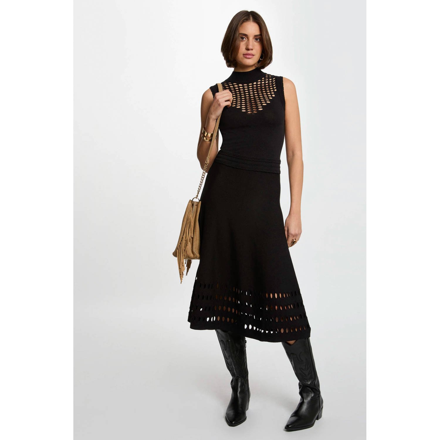 Morgan midi jurk zwart