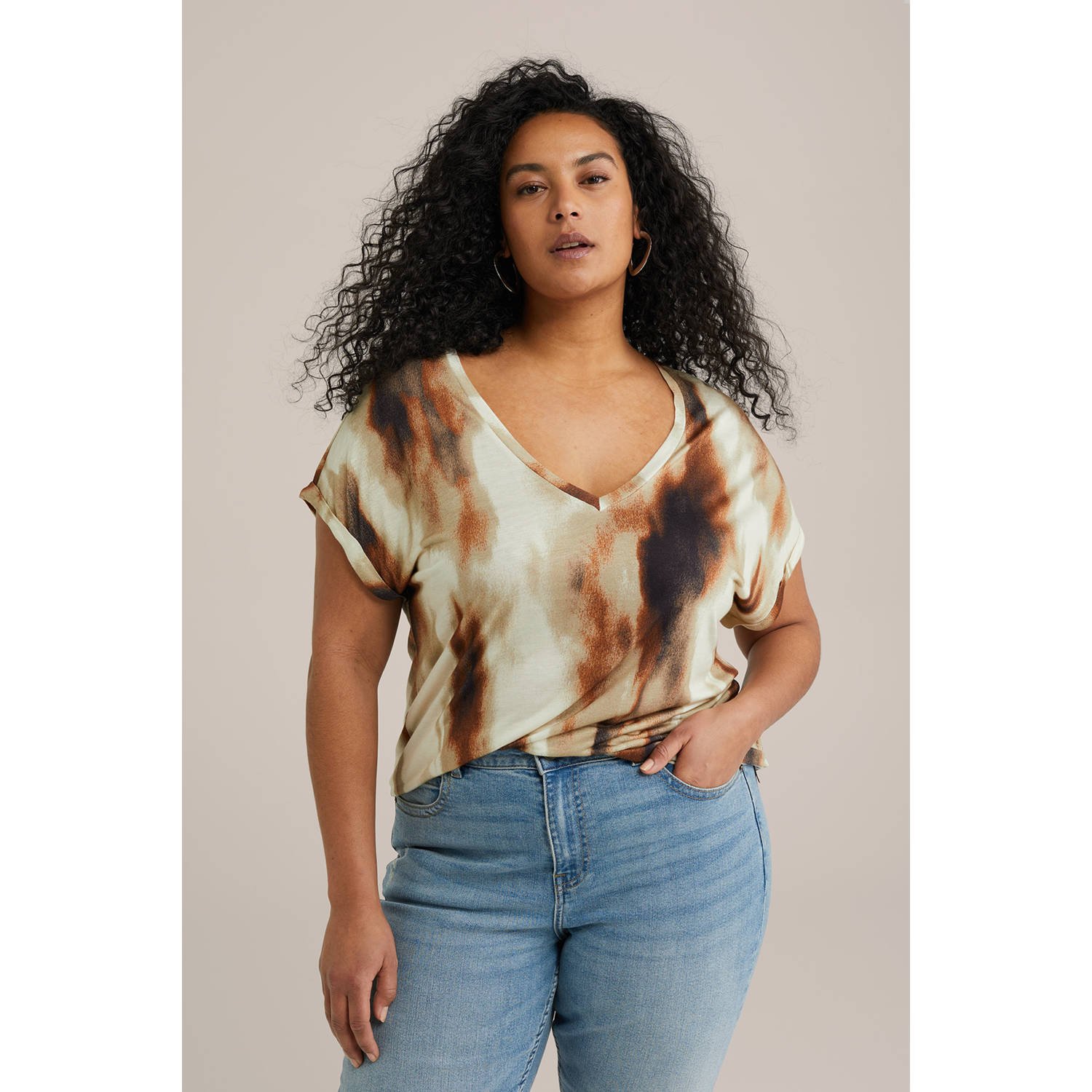 WE Fashion Curve top beige