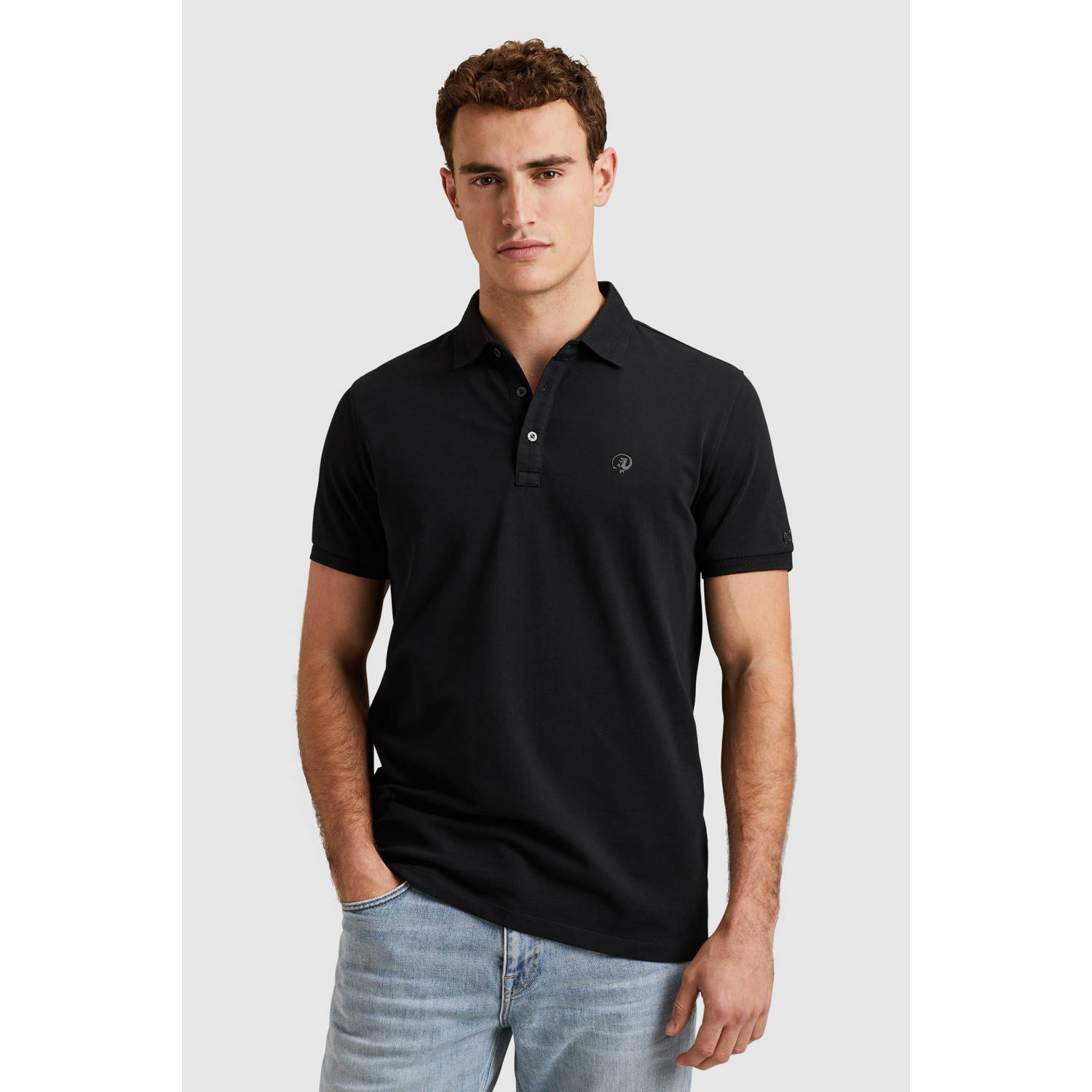 CAST IRON Heren Polo's & T-shirts Short Sleeve Polo Fine Pique Essential Zwart