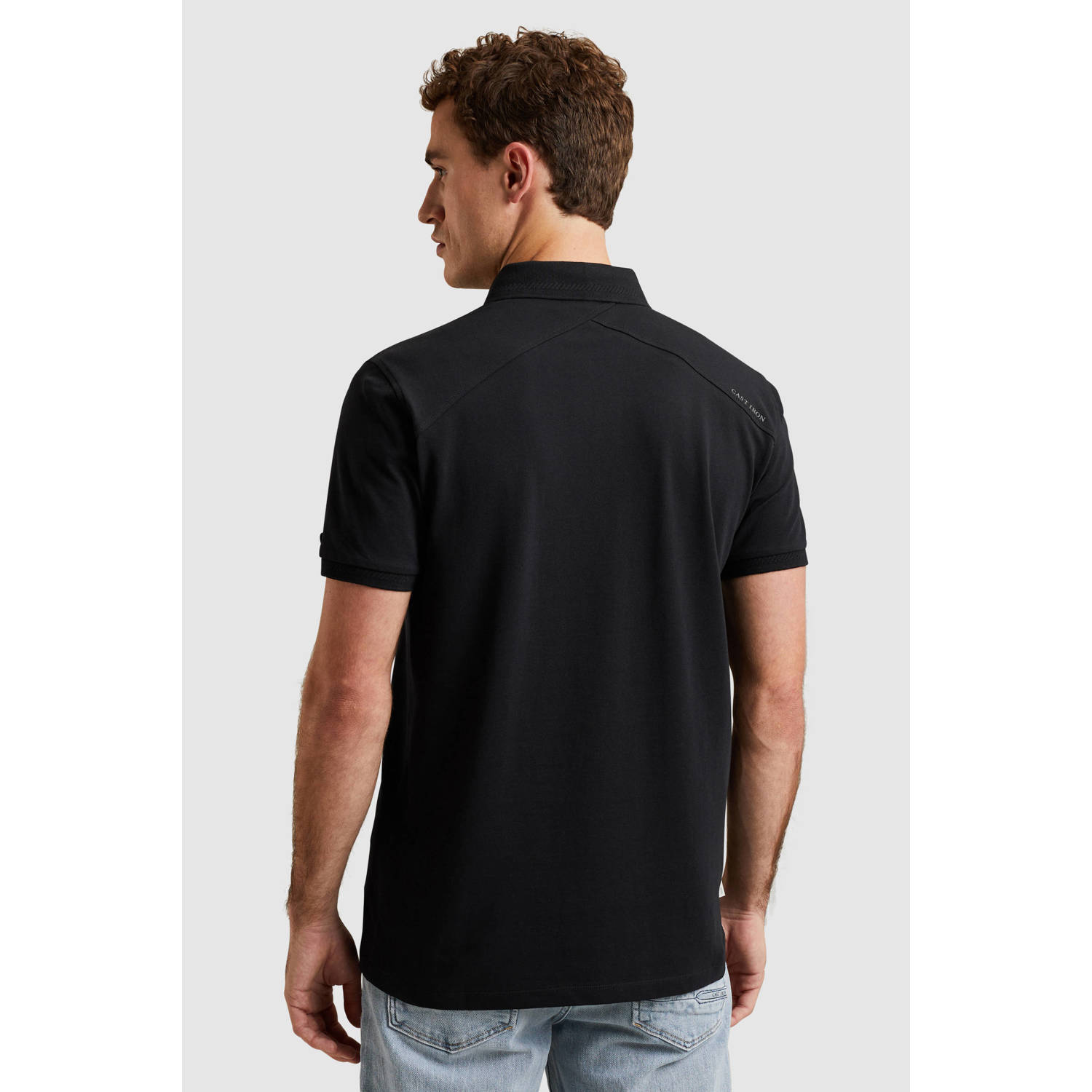 Cast Iron slim polo zwart