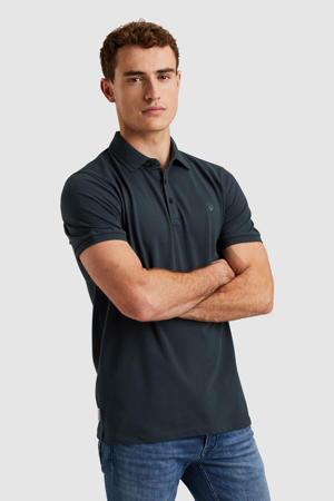 slim polo donkerblauw