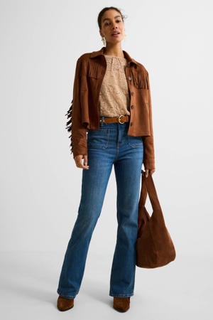 high waist flared jeans dark blue