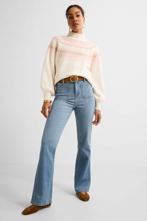 high waist flared jeans light blue