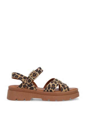 chunky sandalen met panterprint beige