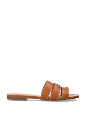 leren slippers cognac