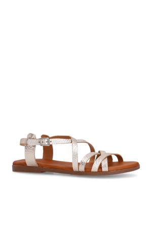 leren sandalen goud