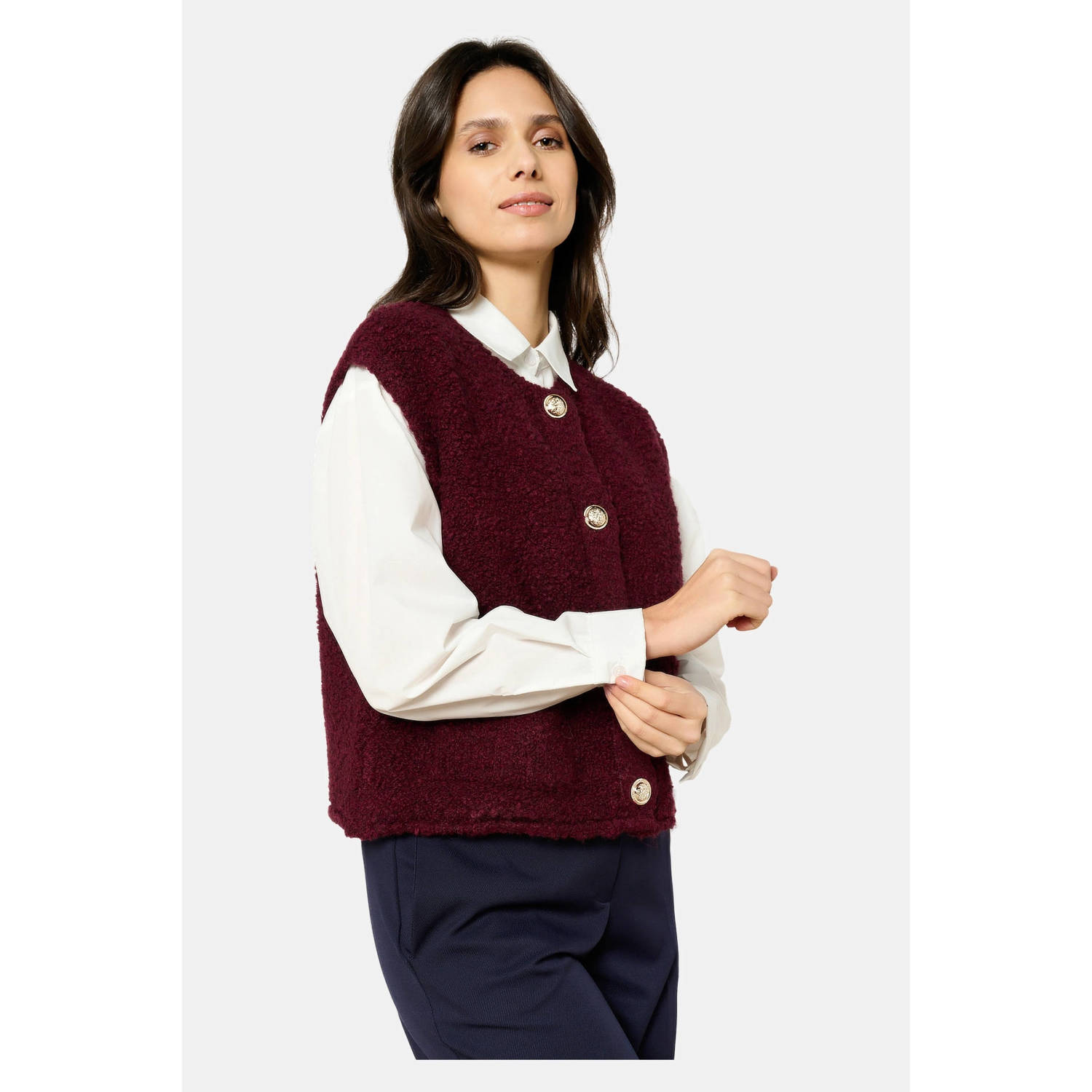 LOLALIZA gilet donkerrood grof gebreid
