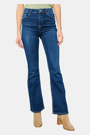 flared jeans dark blue denim