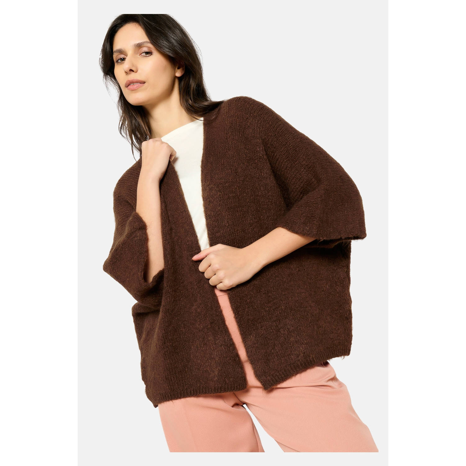 LOLALIZA gebreid vest bruin