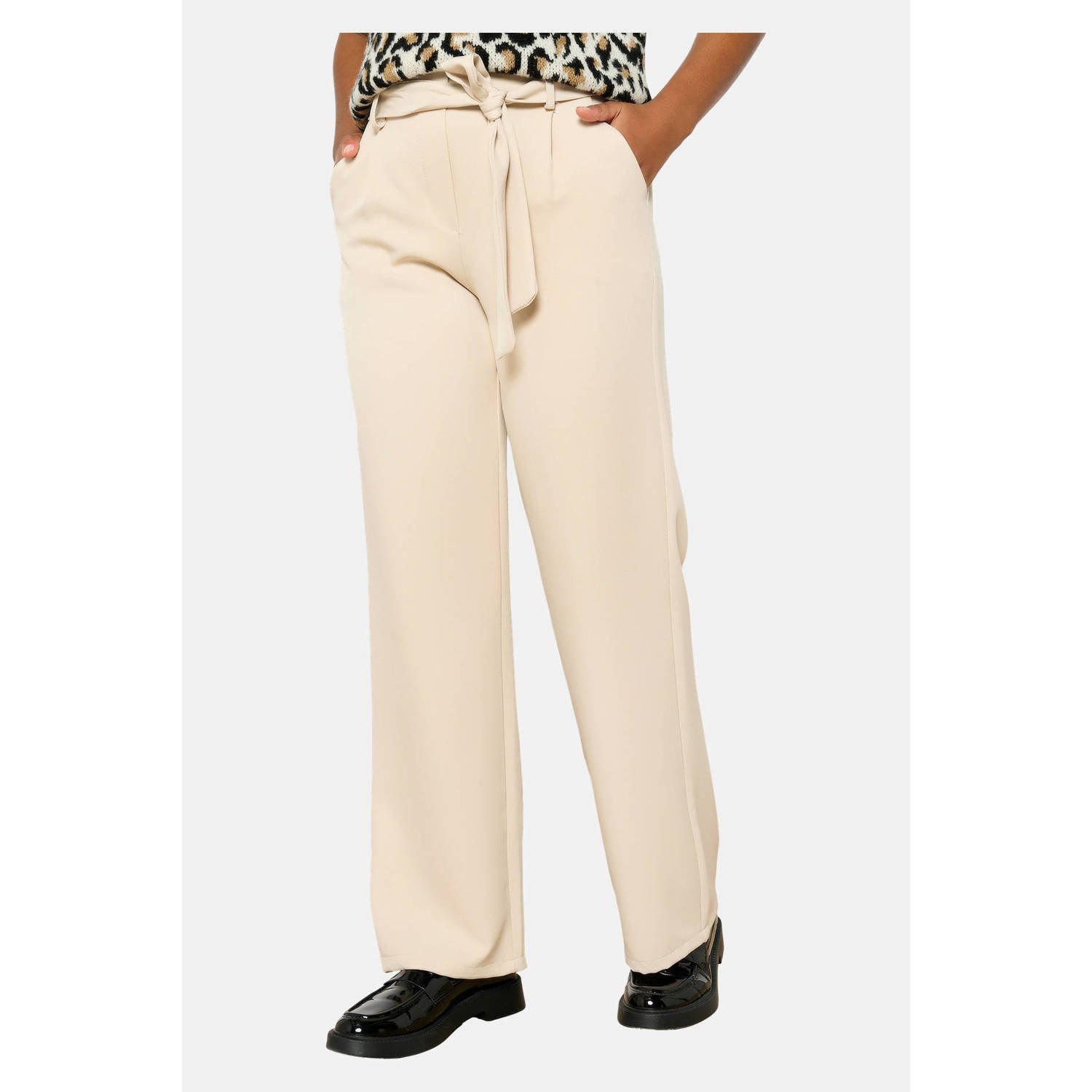 LOLALIZA straight high waist paperbag broek ecru
