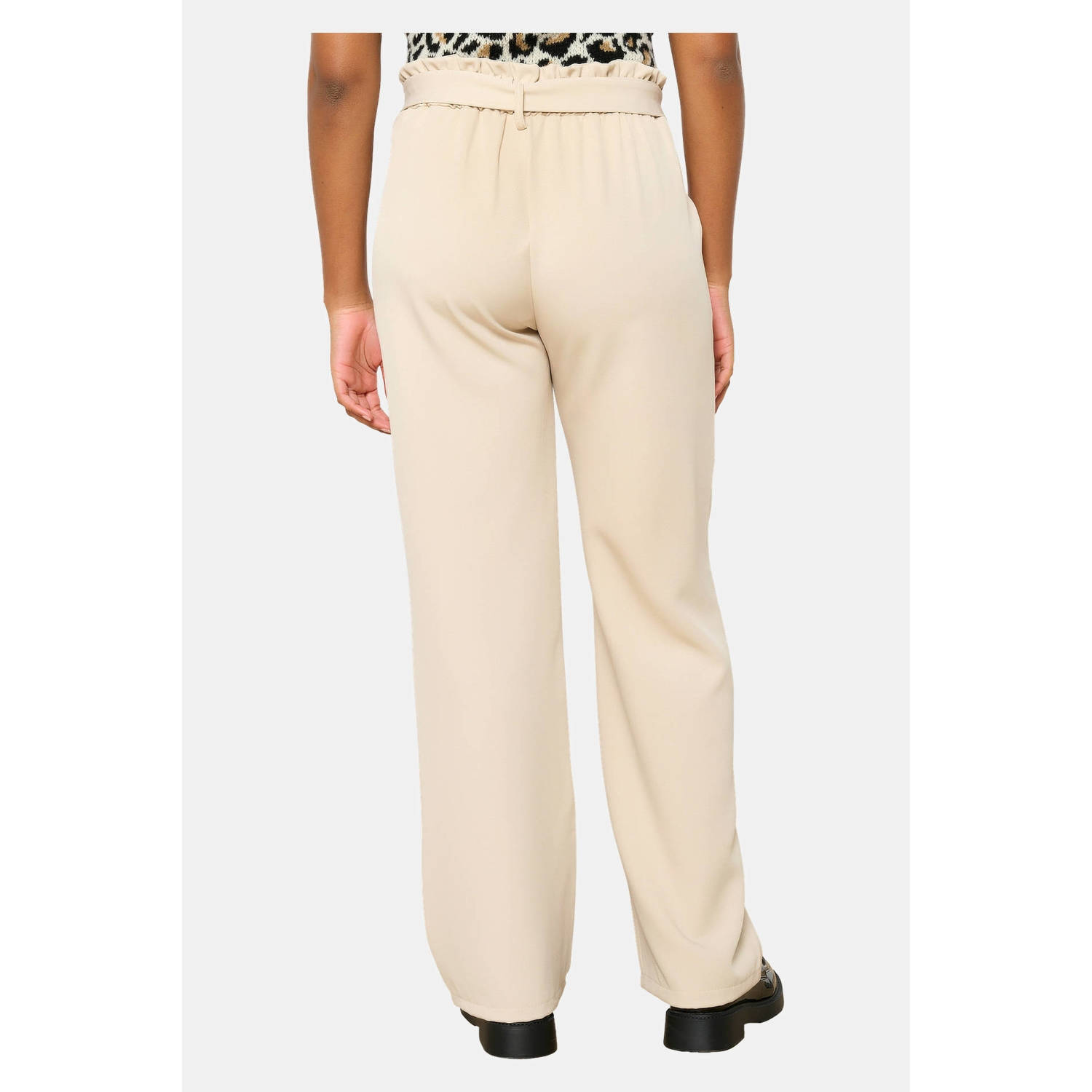 LOLALIZA straight high waist paperbag broek ecru