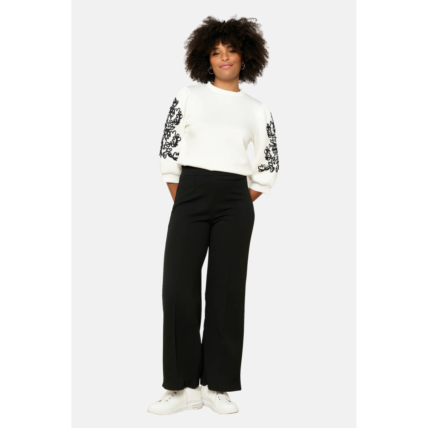 LOLALIZA wide leg high waist broek zwart