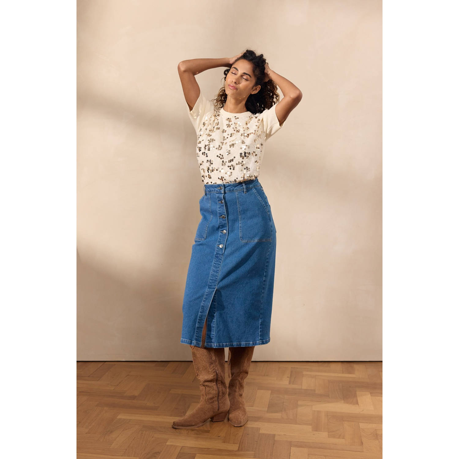 LOLALIZA spijkerrok medium blue denim