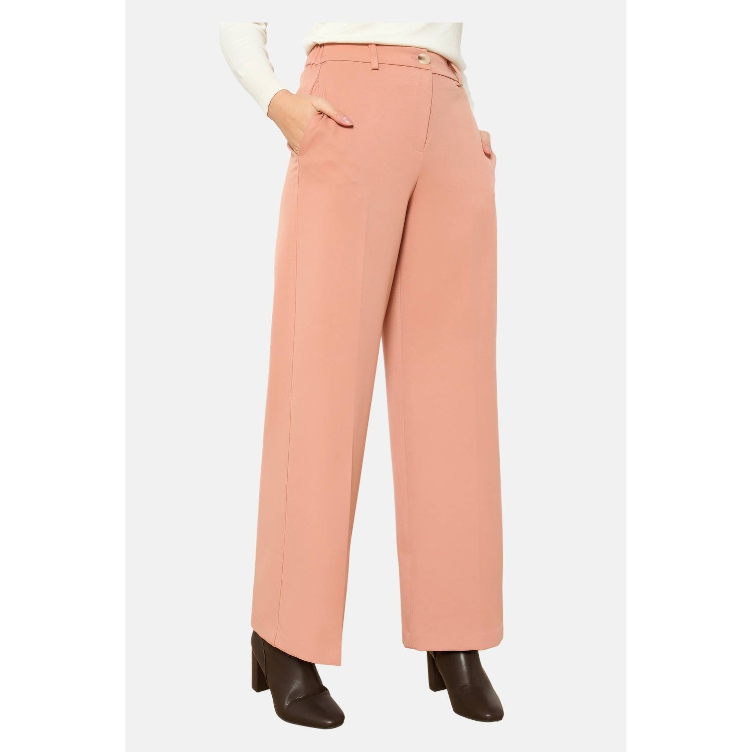 LOLALIZA wide leg regular waist broek zalm