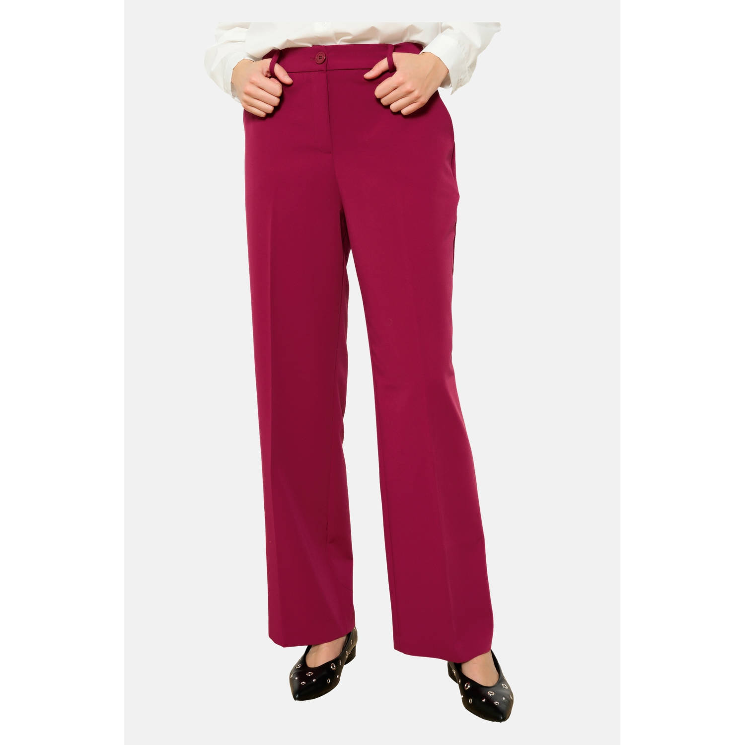 LOLALIZA wide leg high waist pantalon donkerrood