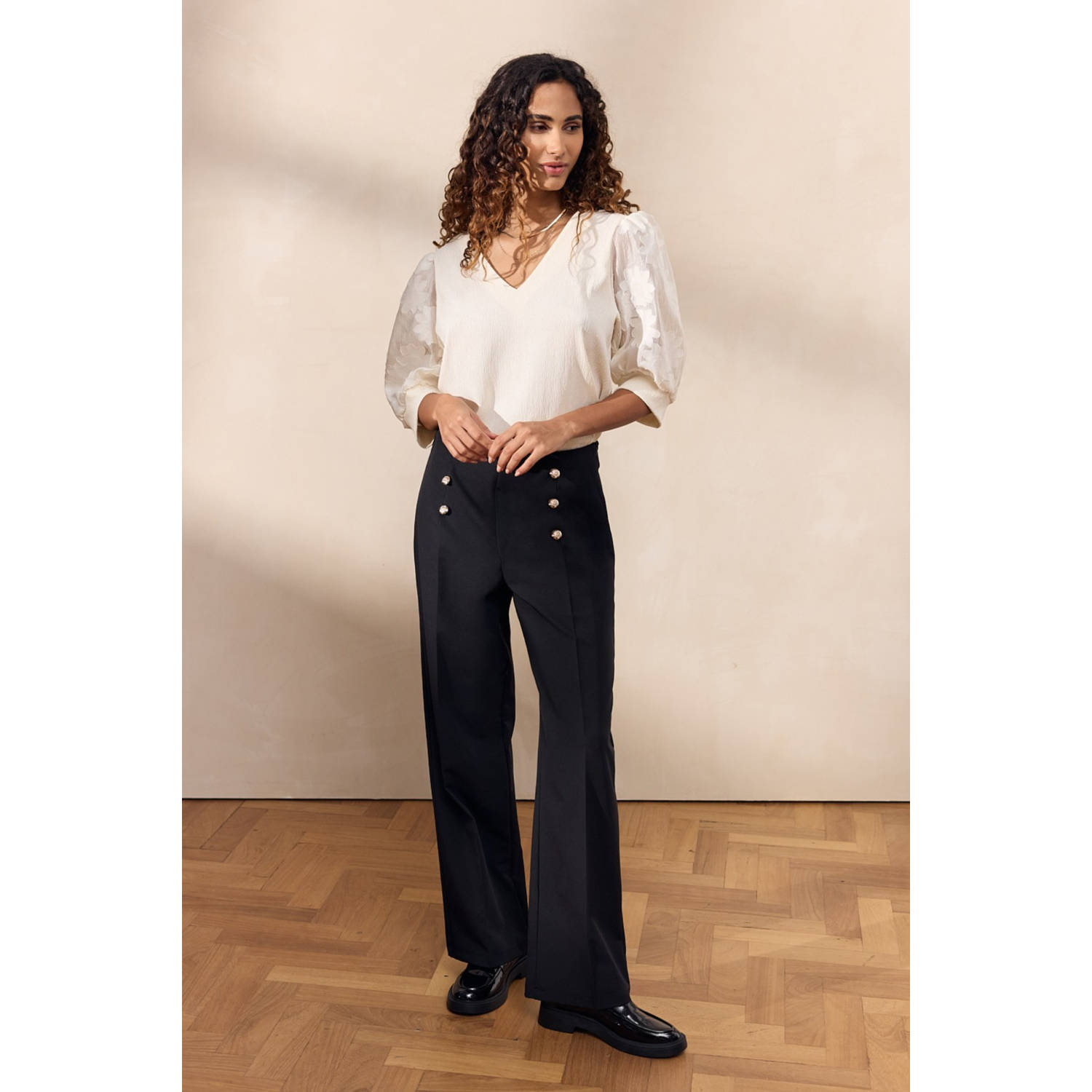 LOLALIZA wide leg high waist broek zwart