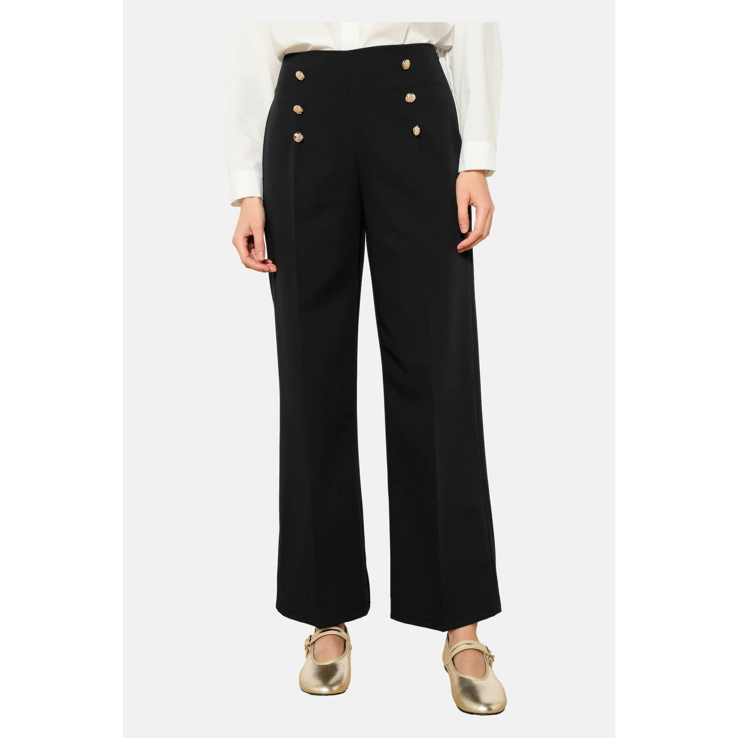 LOLALIZA wide leg high waist broek zwart