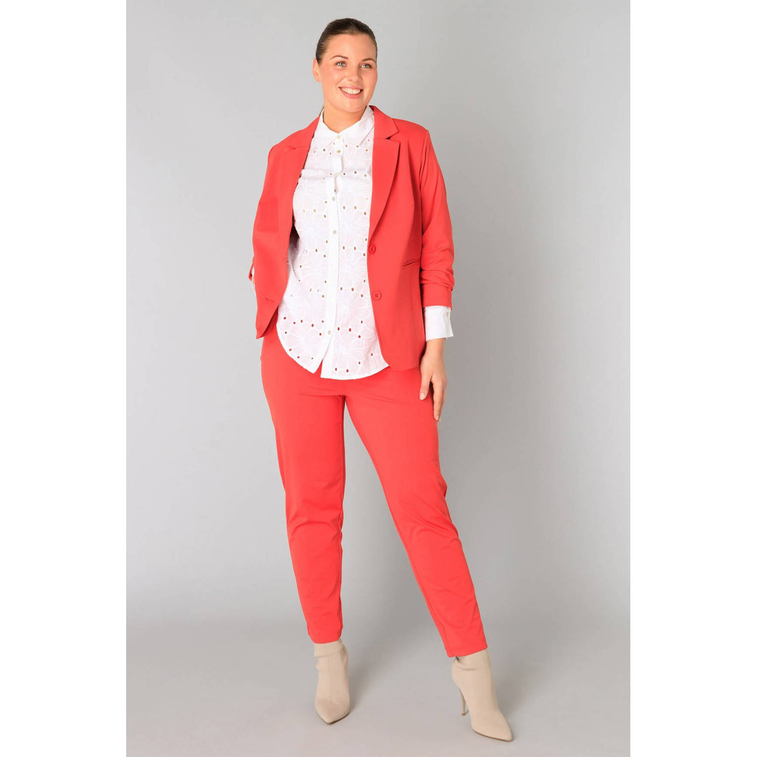 Yesta regular blazer koraalrood