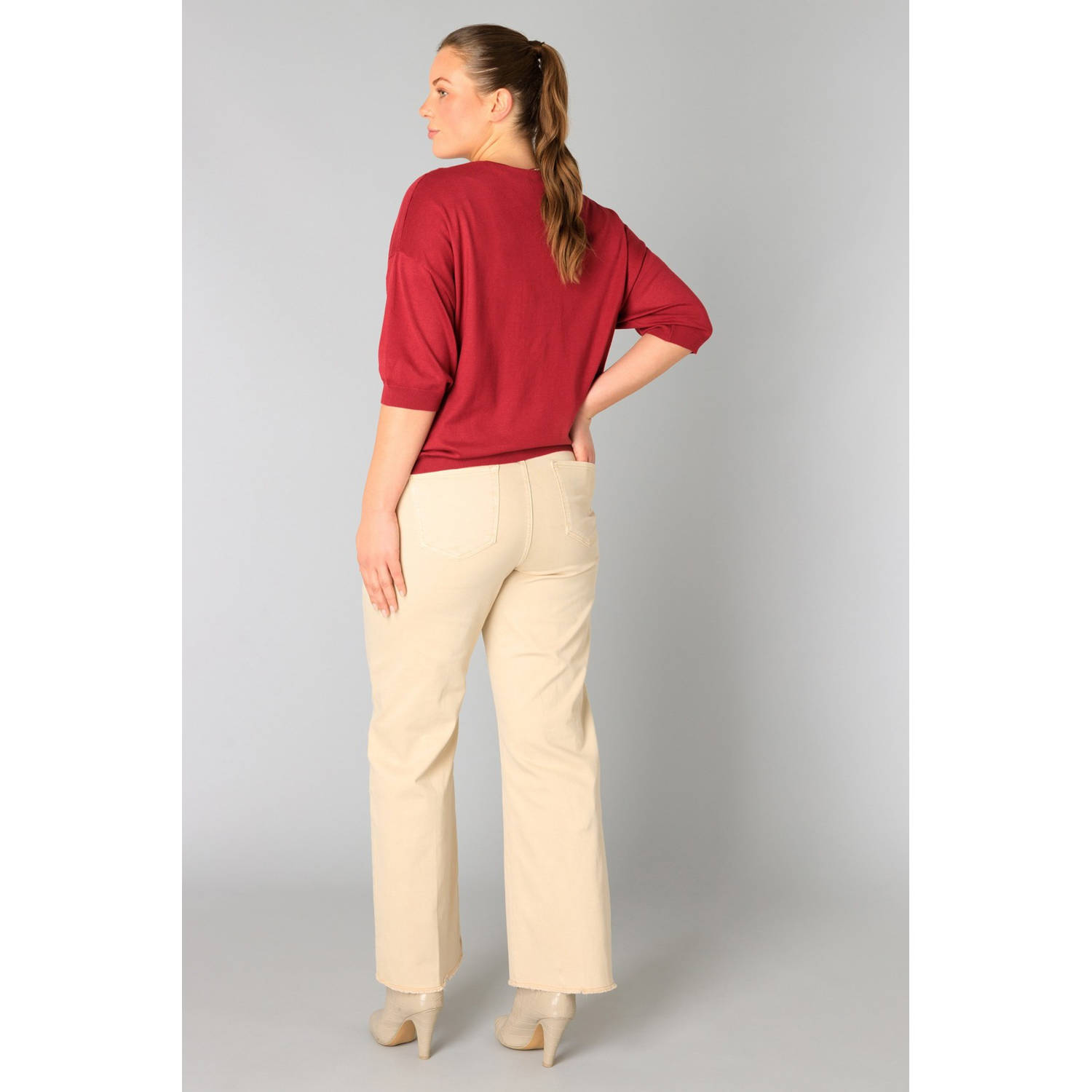 Yesta straight regular waist broek beige