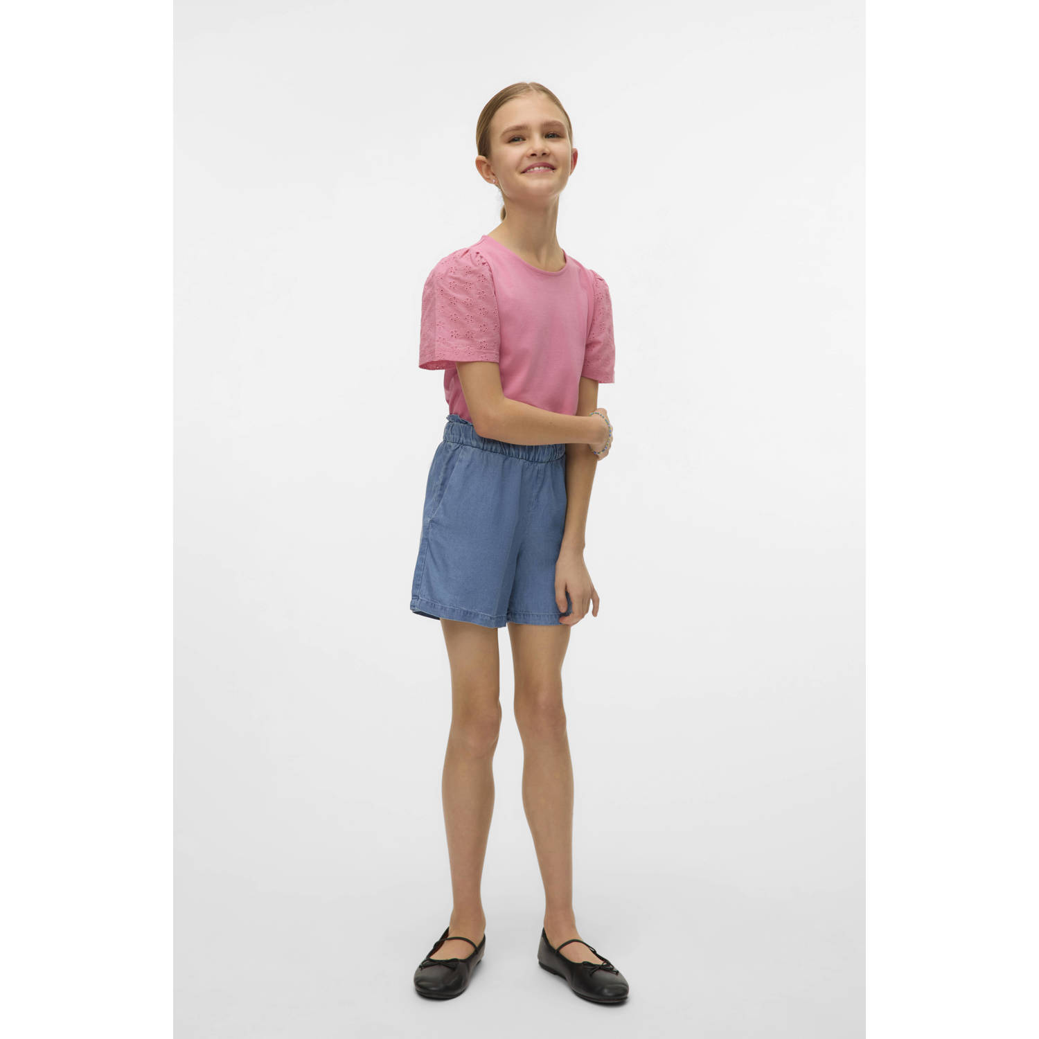VERO MODA GIRL T-shirt roze broderie