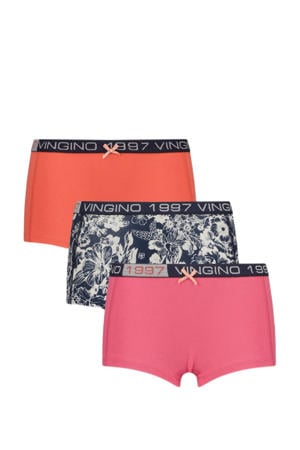 short - set van 3 roze/donkerblauw/oranje