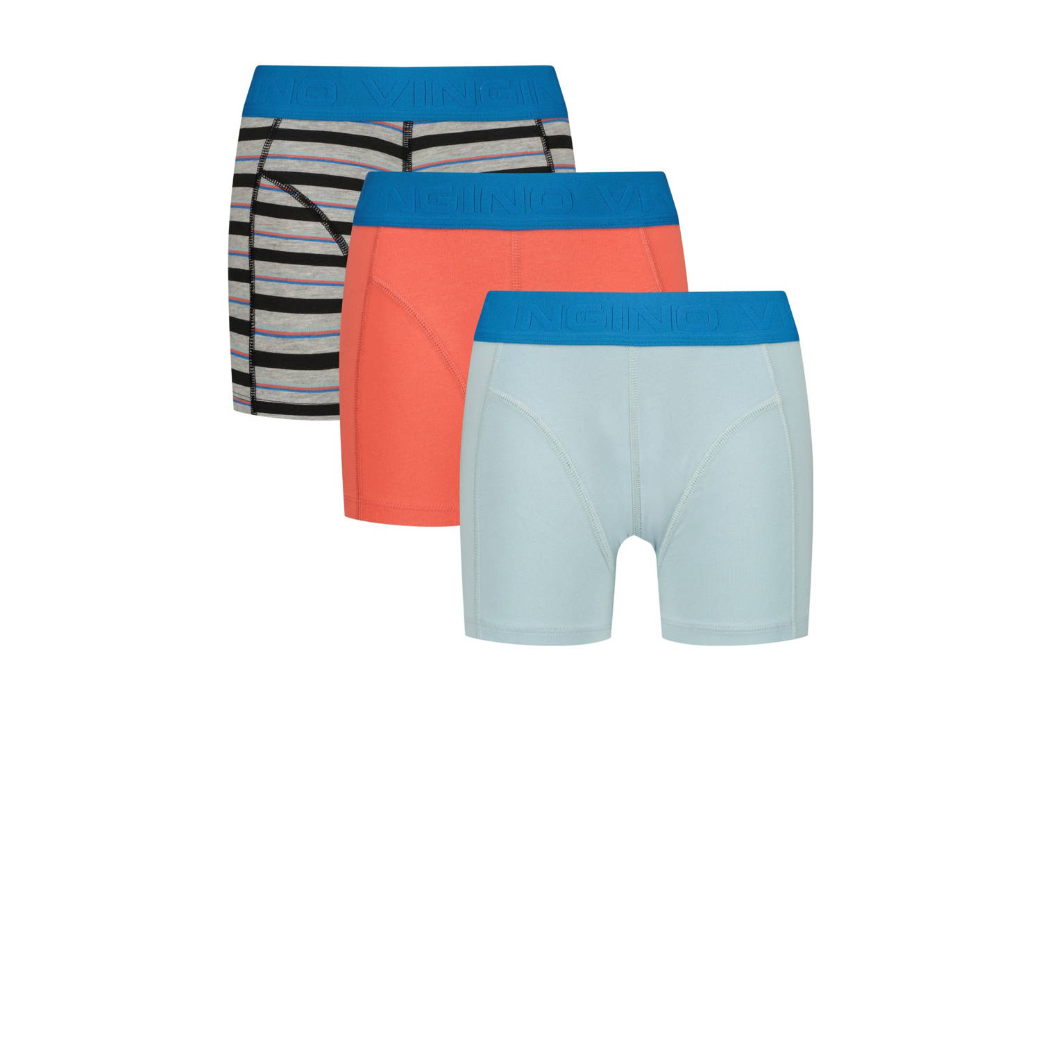 Vingino boxershort set van 3 grijs melange oranje lichtblauw