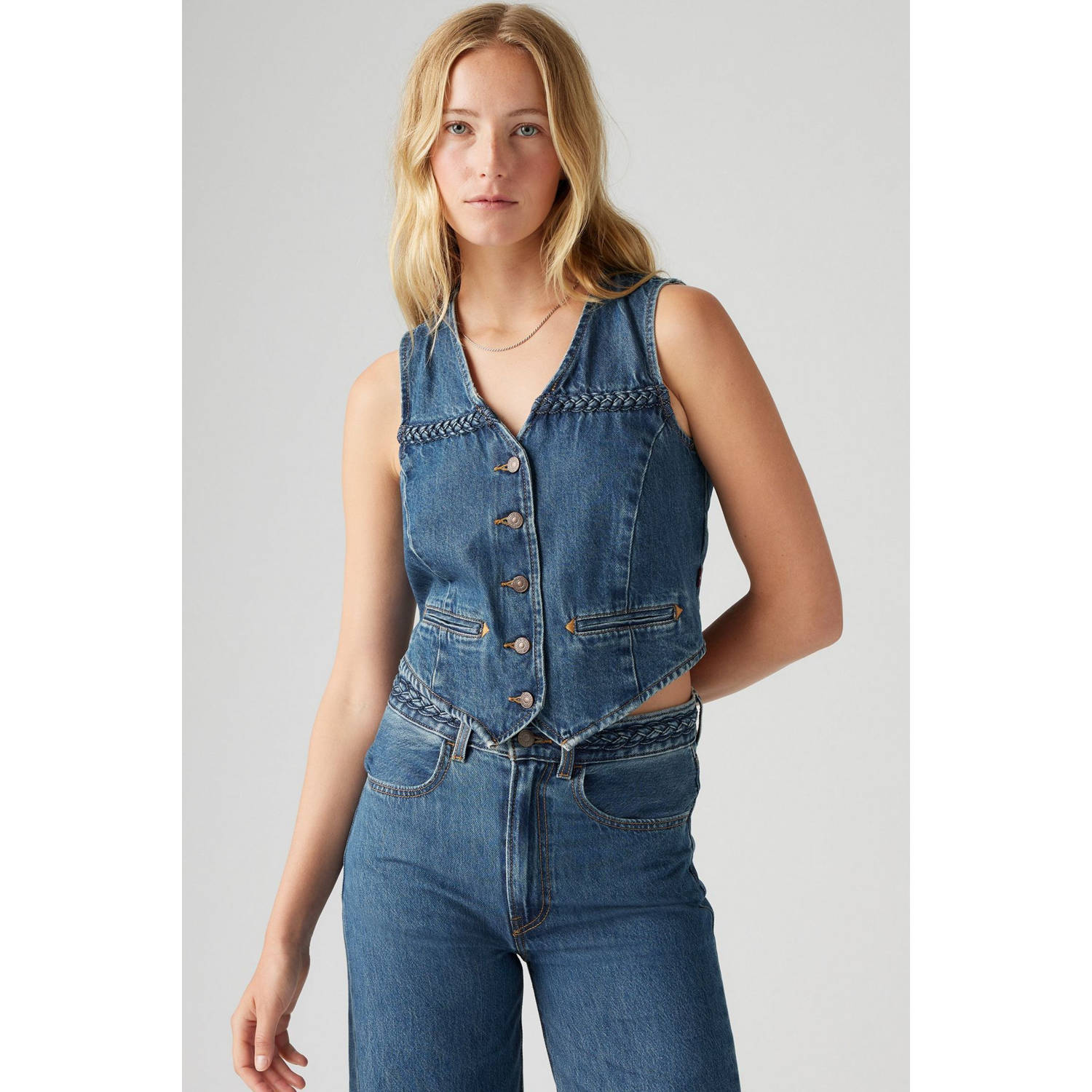 Levi's Jeansgilet BRAIDED VEST met decoratieve stiksels