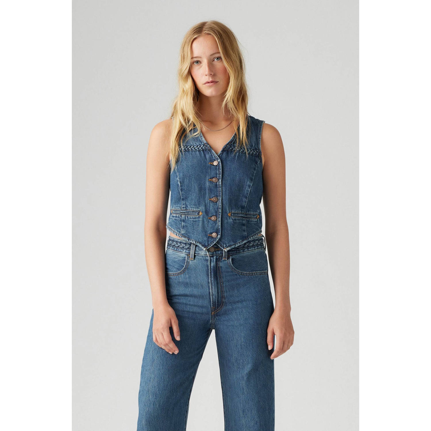 Levi's denim gilet medium blue denim