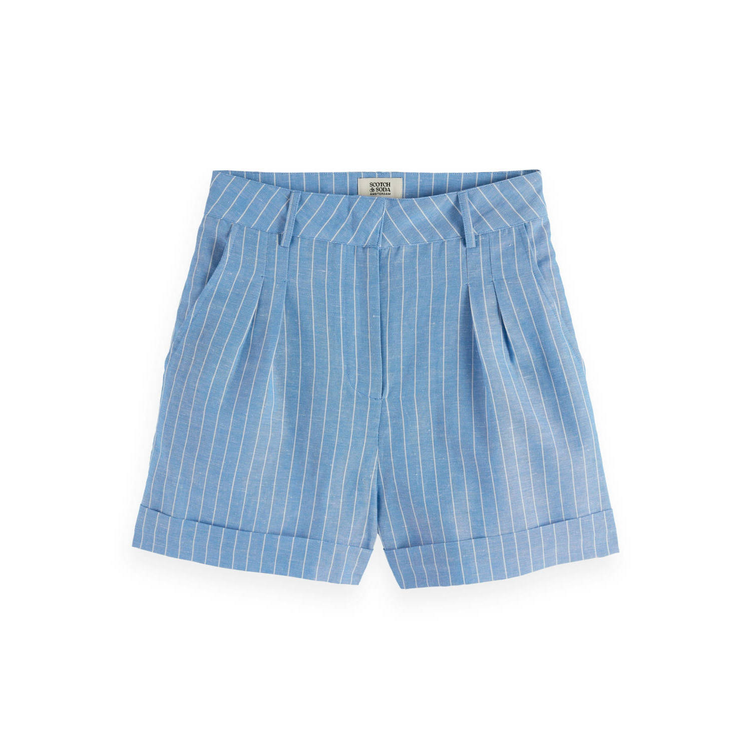 Scotch & Soda Korte relaxed fit broek met bandplooien