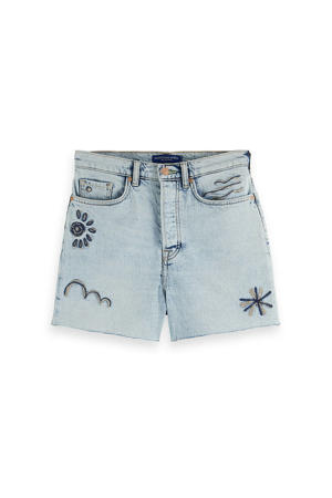 regular waist denim short light blue denim
