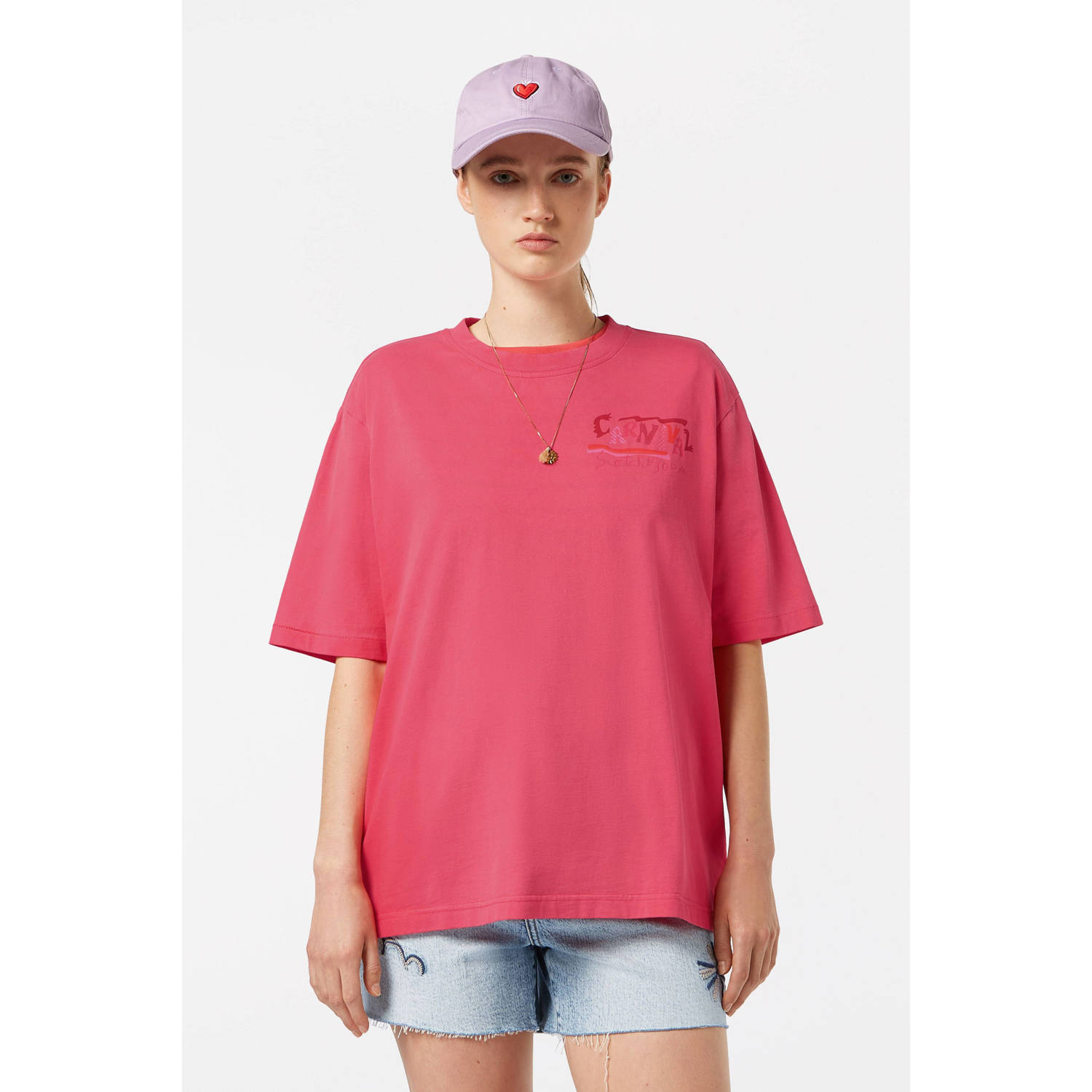 Scotch & Soda Artwork Sprayed T-shirt Red Dames