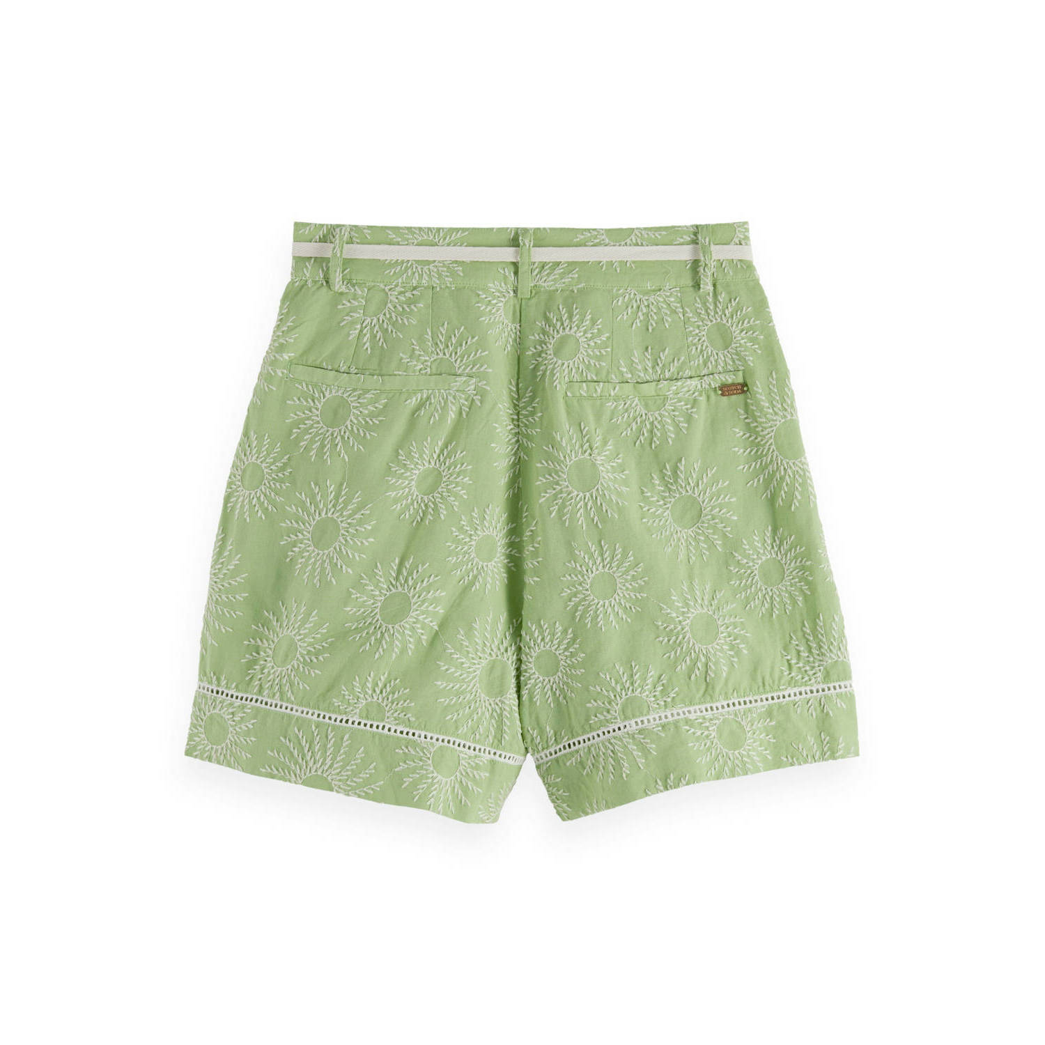 Scotch & Soda relaxed regular waist casual short lichtgroen broderie