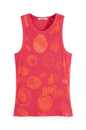 mouwloze top roze