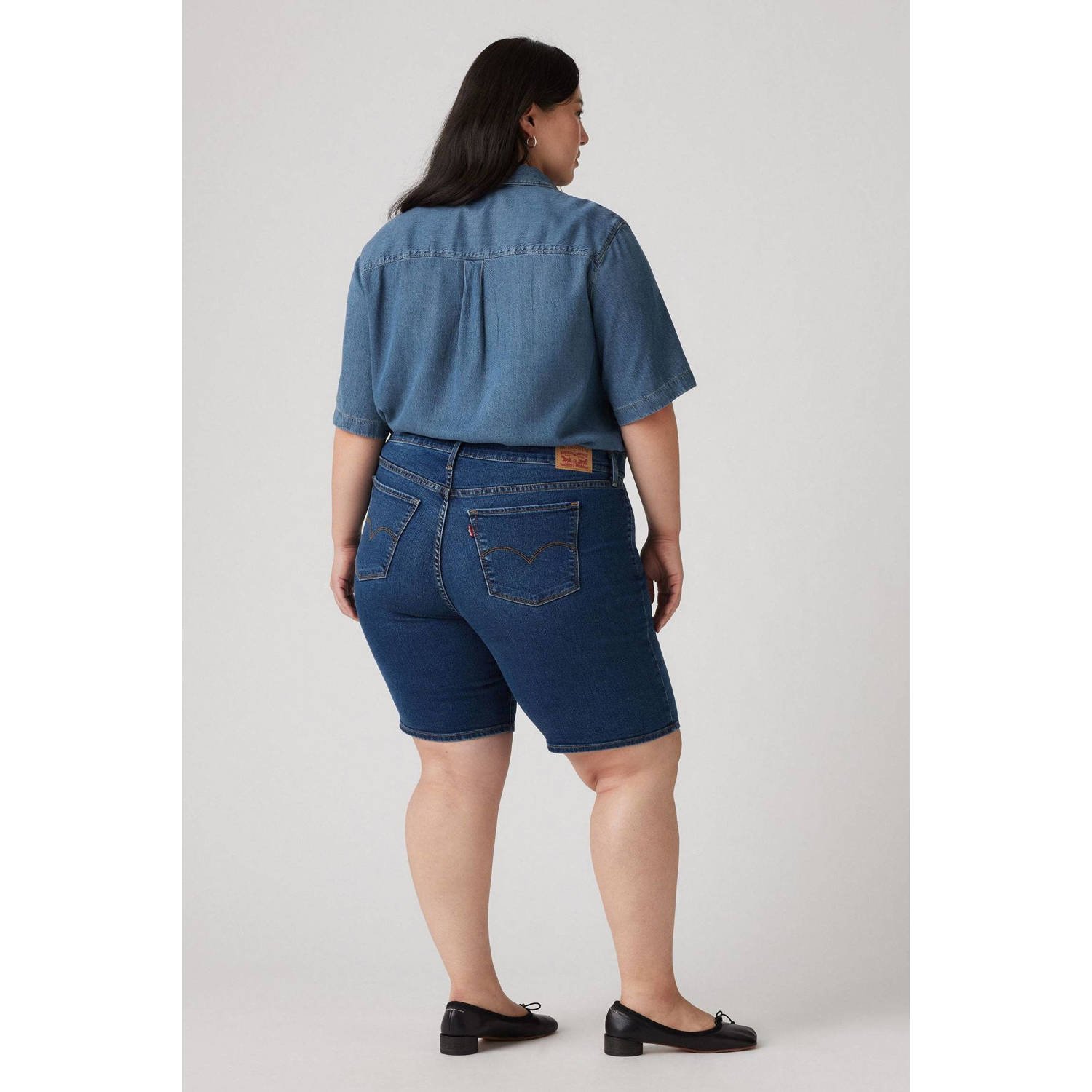 Levi's Plus denim slim regular waist denim short medium blue denim