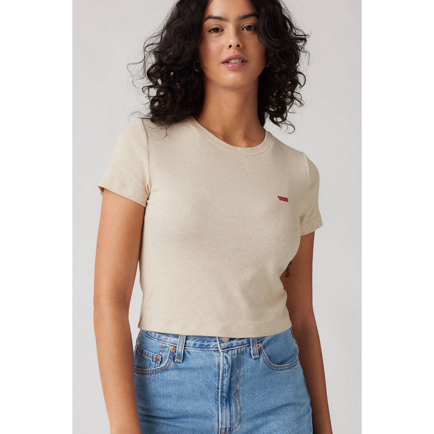 Levi's top rib gebreid