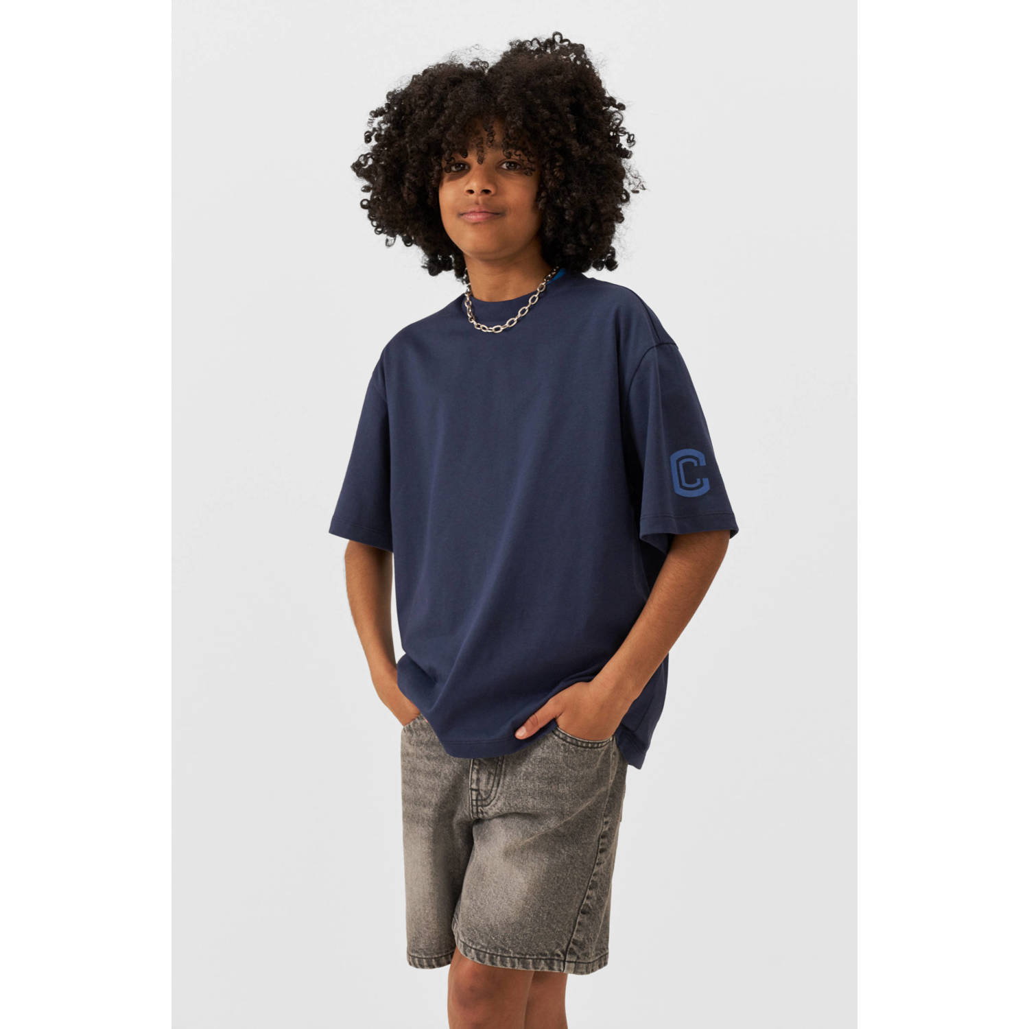 Coolcat T-shirt Owen met printopdruk blauw