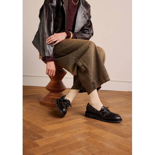 Manfield leren bootschoenen bruin