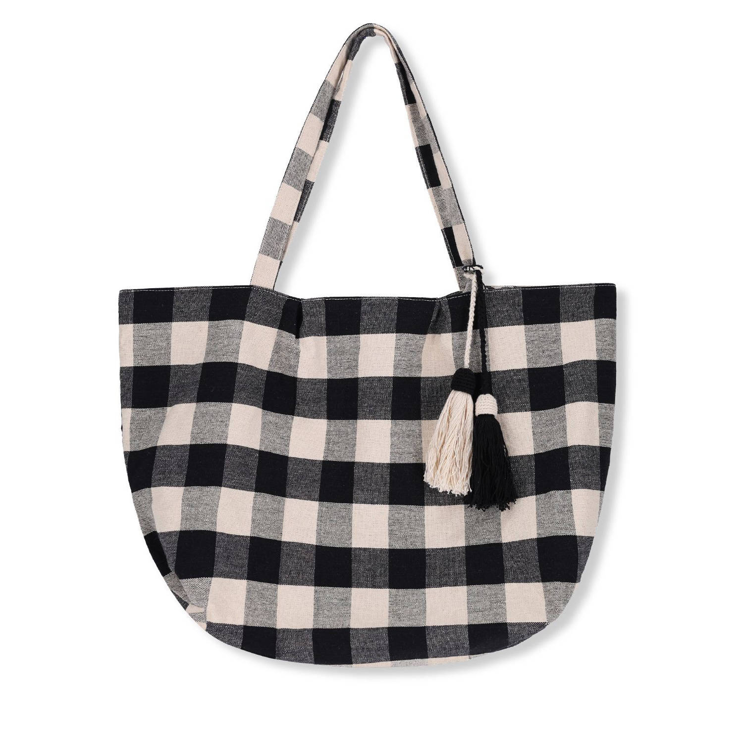 Manfield shopper beige zwart