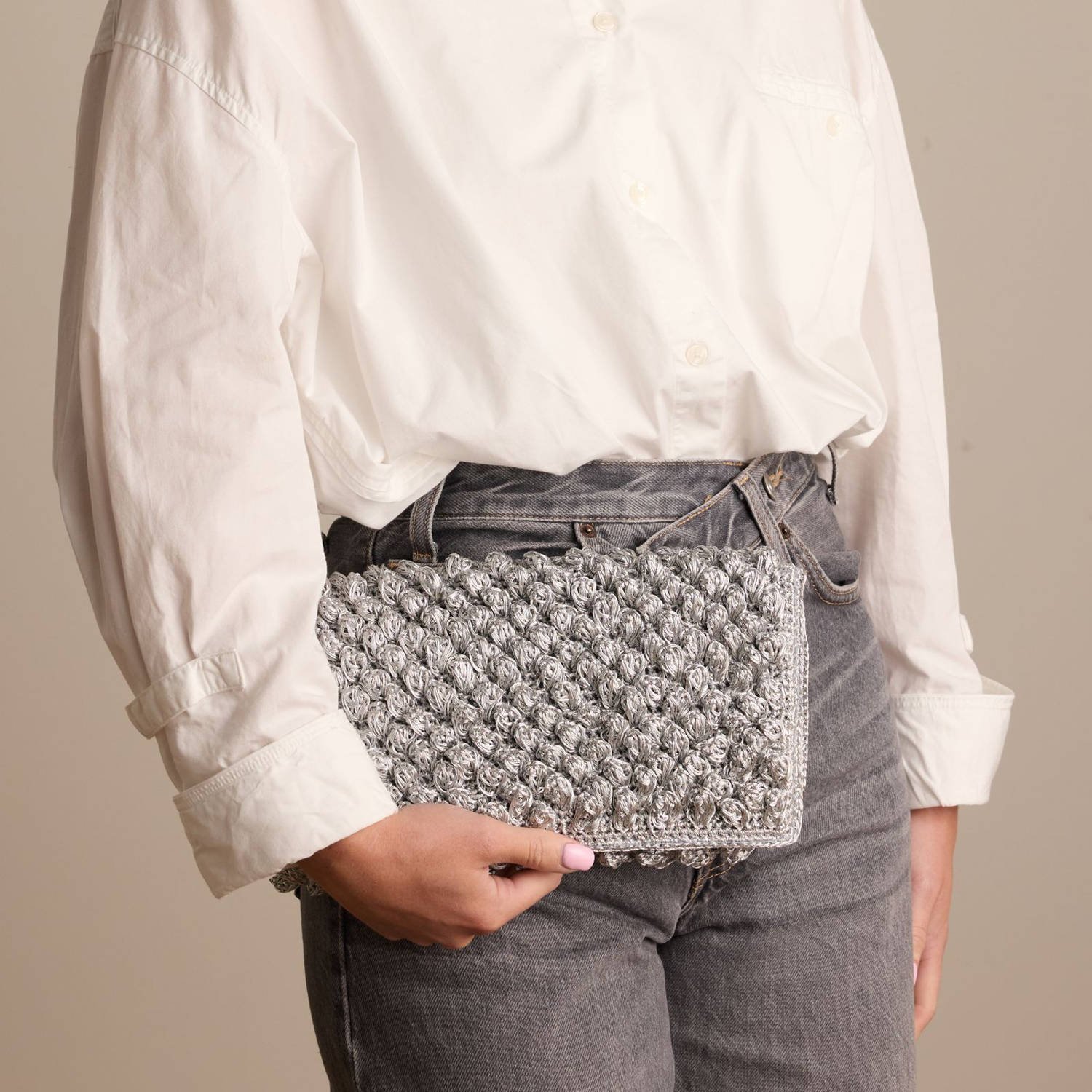 Manfield clutch zilverkleurig