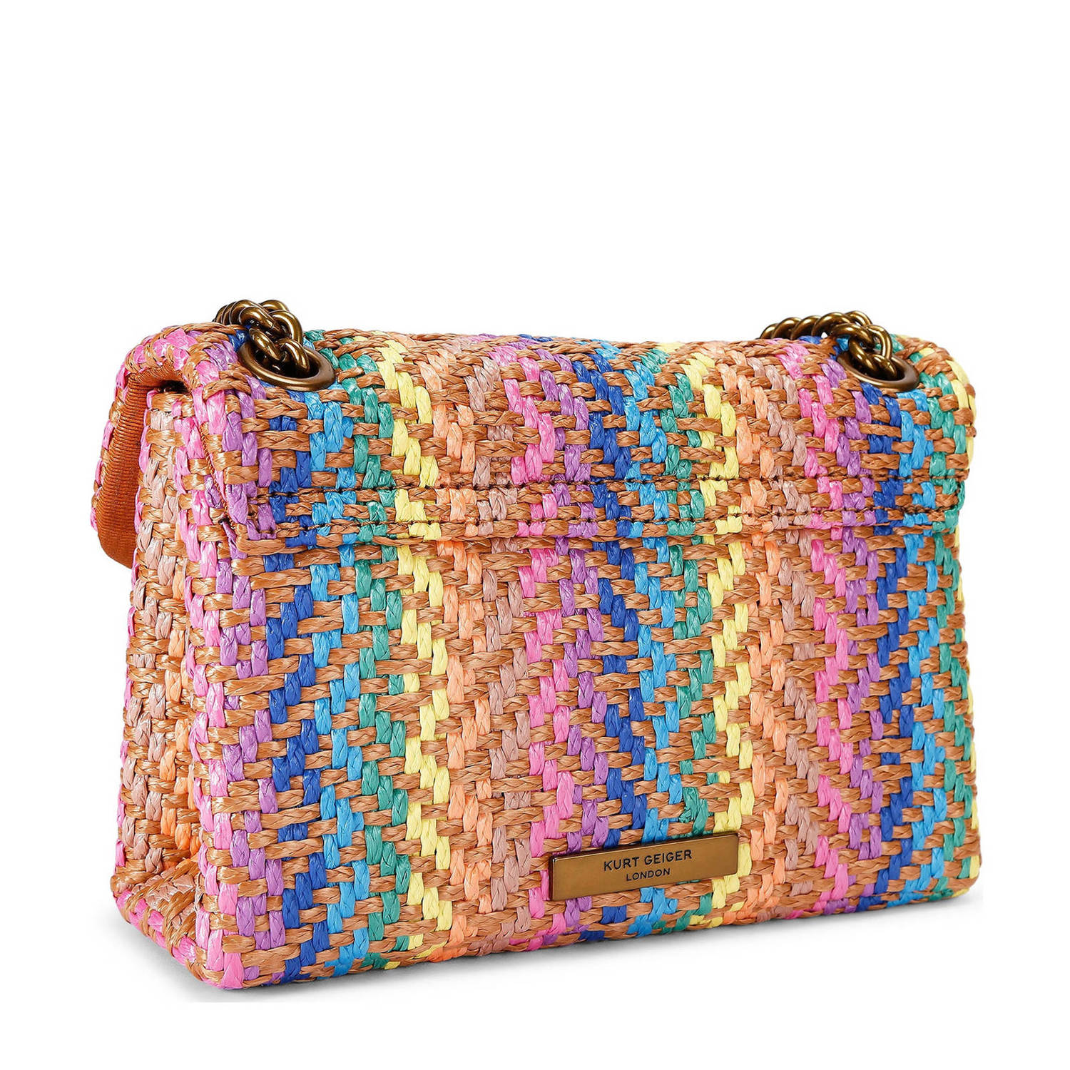 Kurt Geiger raffia crossbody tas Mini Kensington multi