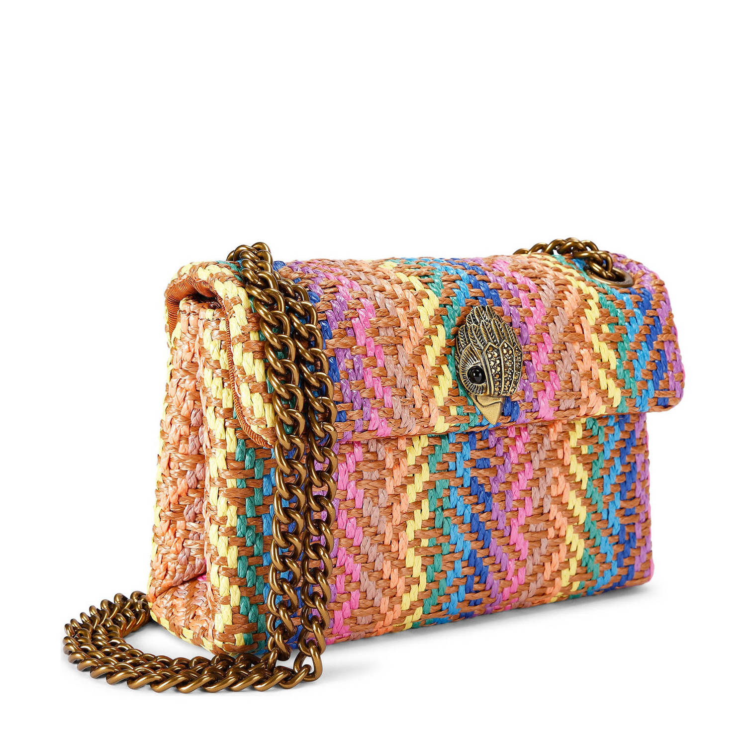 Kurt Geiger raffia crossbody tas Mini Kensington multi
