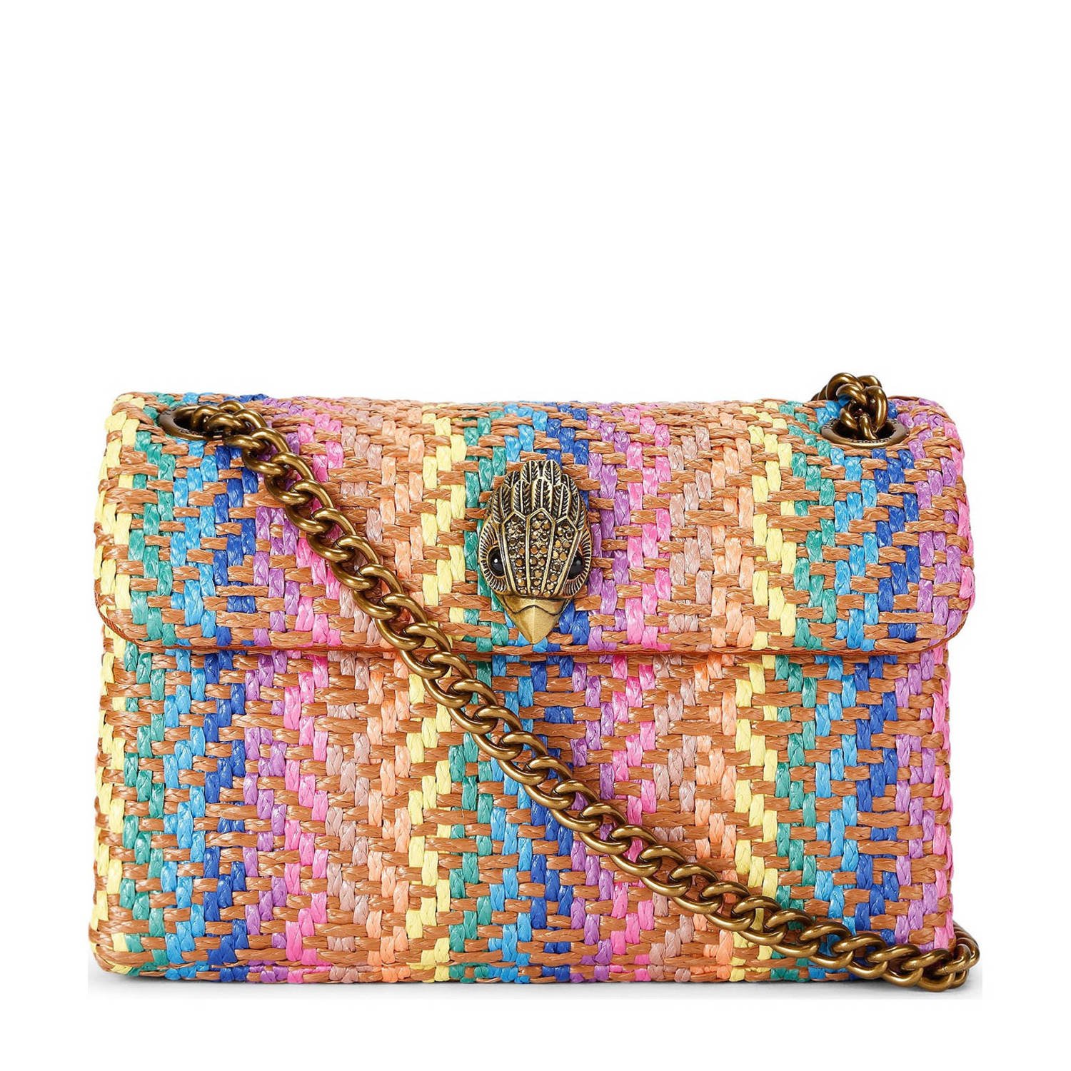 Kurt Geiger raffia crossbody tas Mini Kensington multi