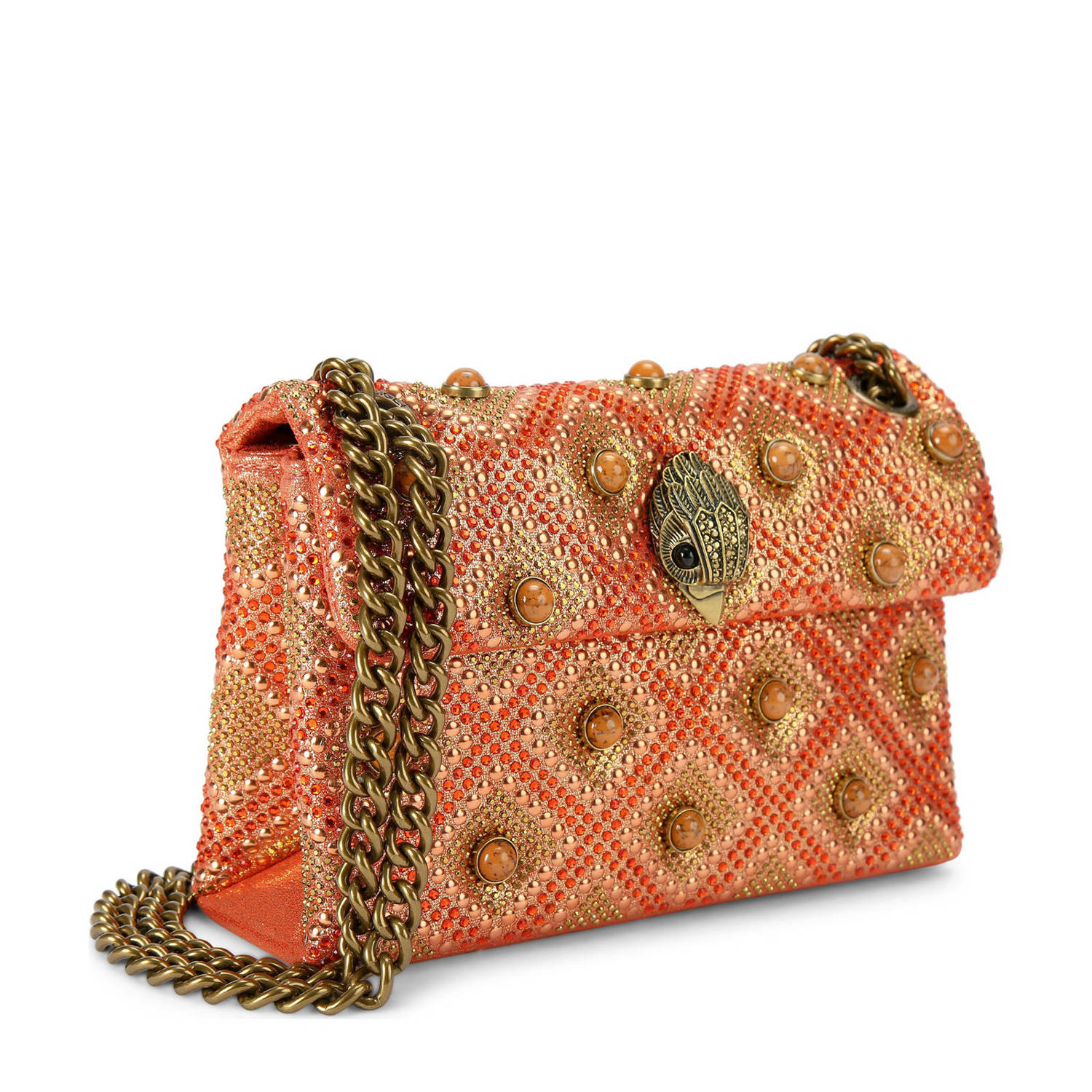 Kurt Geiger crossbody tas Mini Kensington met strass oranje