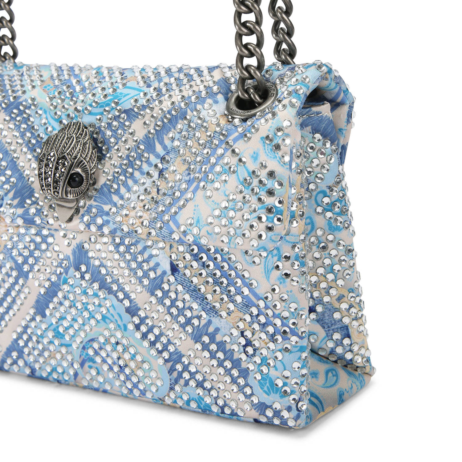 Kurt Geiger crossbody tas Fabric Mini Kensington met strass lichtblauw