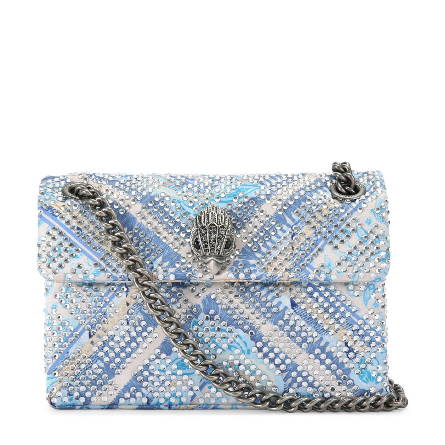 Kurt Geiger crossbody tas Fabric Mini Kensington met strass lichtblauw