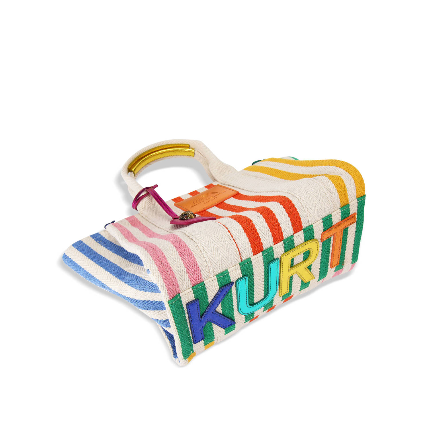 Kurt Geiger gestreepte mini shopper Southbank Small ecru multi