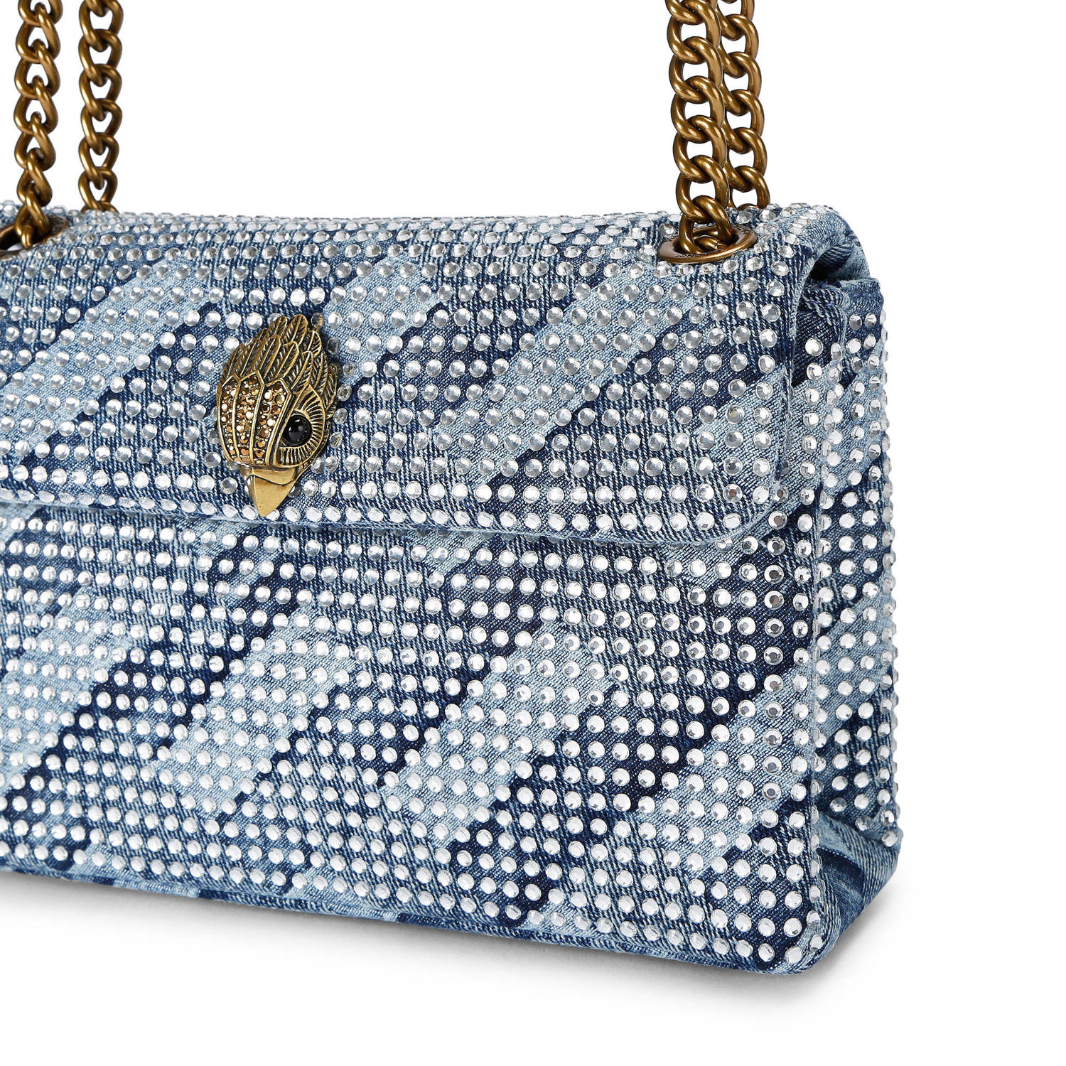 Kurt Geiger denim crossbody tas Kensington met strass blauw