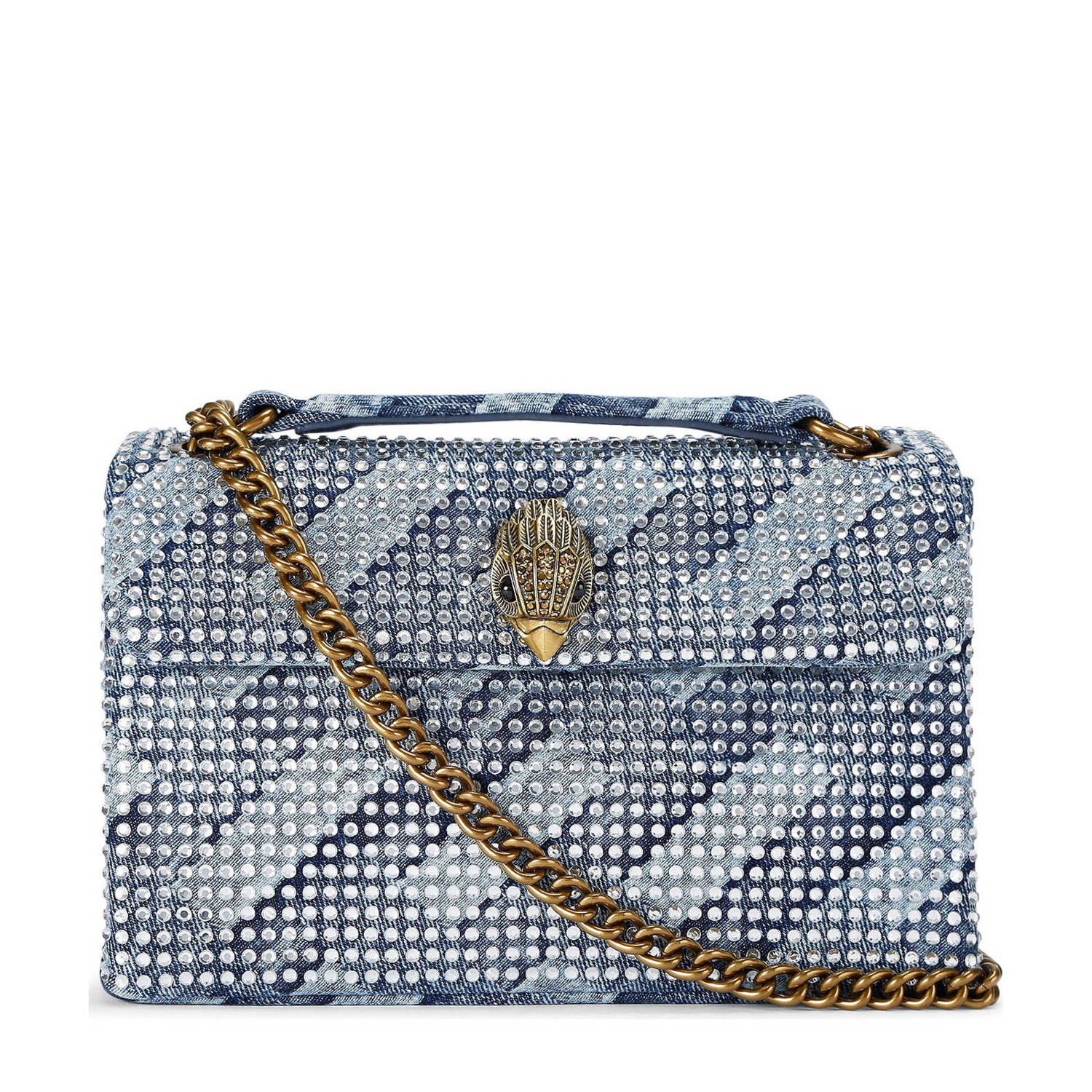 Kurt Geiger denim crossbody tas Kensington met strass blauw
