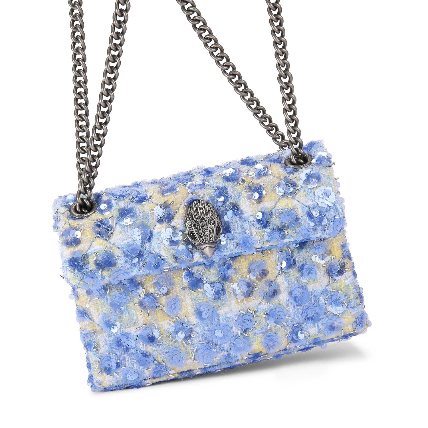 Kurt Geiger crossbody tas Mini Kensington met pailletten blauw